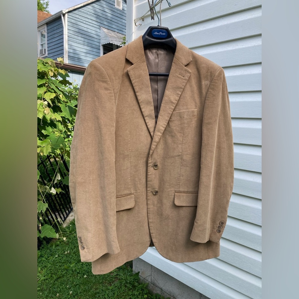 Alan Flusser Corduroy Blazer Jacket Men’s 40R Brown Tan Two Button Sport Coat